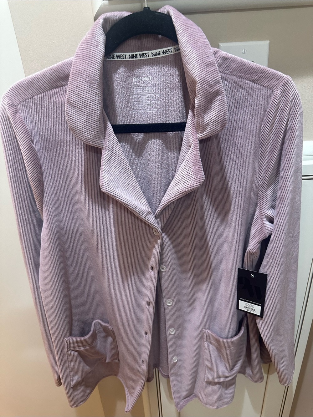 Nine West Lavender Corduroy Button-Up loungewear